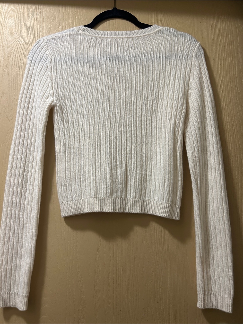 Reformation jeans off White Ribbed cashmere Crewneck thin Sweater MED - Picture 9 of 11